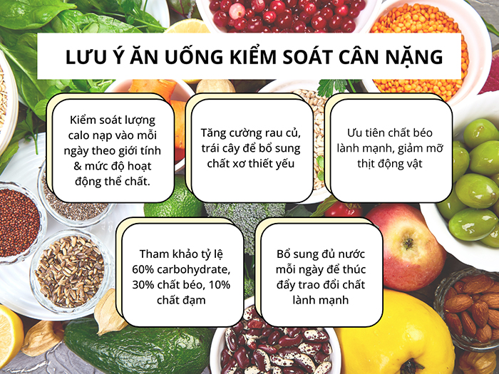 Lưu ý về chế độ ăn uống giúp kiểm soát cân nặng tốt hơn.