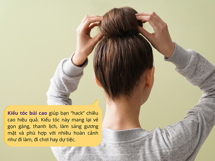 Tóc búi cao giúp các cô nàng ăn gian chiều cao hiệu quả