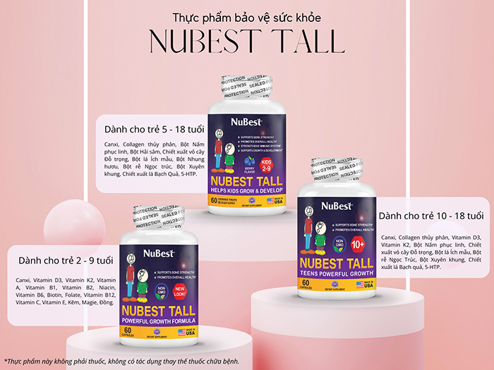 Dòng TPBVSK NuBest Tall bổ sung dưỡng chất hỗ trợ phát triển xương
