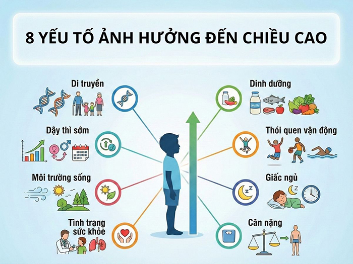 Tổng hợp các yếu tố chính ảnh hưởng đến sự phát triển chiều cao