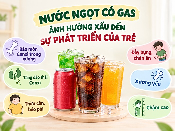 Các loại nước ngọt không tốt cho phát triển của trẻ.