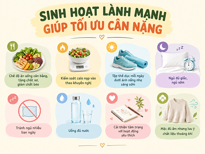 Sinh hoạt lành mạnh luôn là giải pháp tối ưu cân nặng hiệu quả.