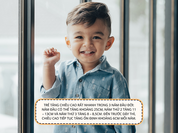 Trẻ tăng nhanh chiều cao trong 3 năm đầu đời