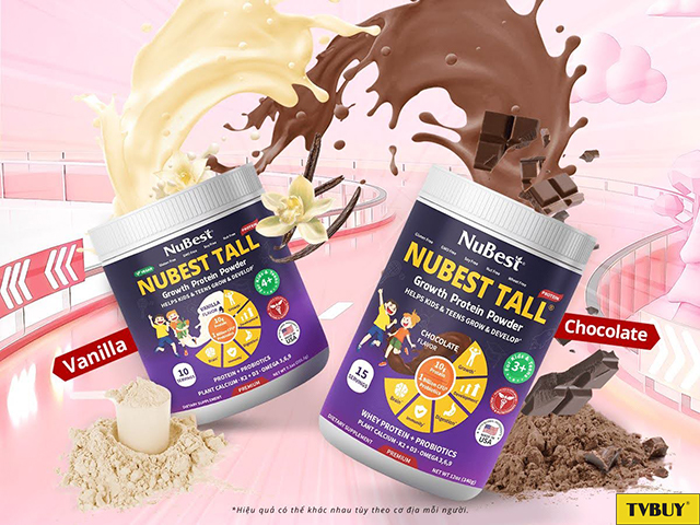 Sữa bột NuBest Tall hương Vanilla/hương Chocolate phù hợp cho trẻ 11 tuổi