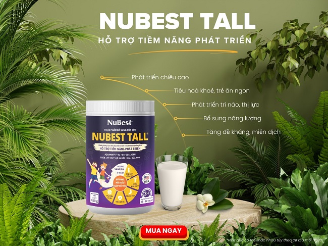 Sữa bột NuBest Tall hỗ trợ tiềm năng phát triển chiều cao mang đến bảng thành phần ấn tượng cho chiều cao