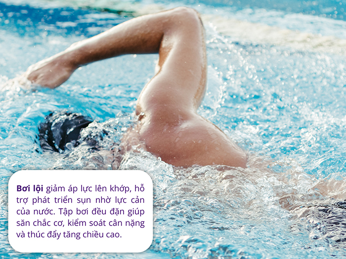 Bơi lội là một trong những môn vận động tốt nhất cho sụn tăng trưởng