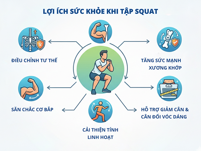 Lợi ích sức khỏe tập Squat mang lại