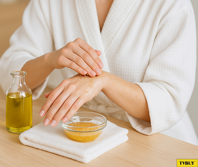 Thoa đều hỗn hợp dầu oliu và muối biển lên da sẽ có tác dụng tẩy tế bào chết hiệu quả.