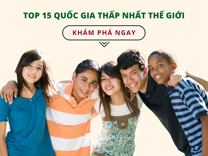 15 quốc gia thấp nhất có mức dưới ~1m65 với nam và dưới ~1m55 với nữ