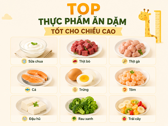 Top thực phẩm ăn dặm lý tưởng cho bé tăng chiều cao.