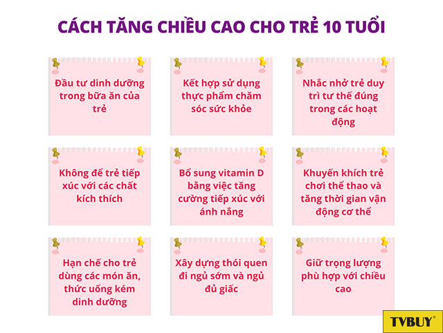 Những cách tăng chiều cao cho trẻ 10 tuổi