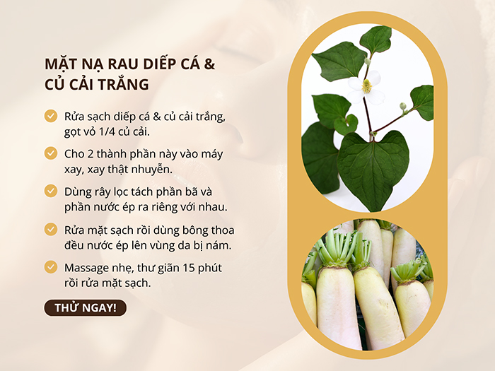 Công thức làm mặt nạ rau diếp cá và củ cải trắng