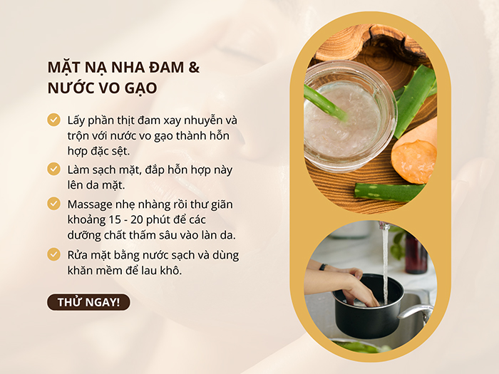 Công thức trị nám bằng nha đam kết hợp nước vo gạo