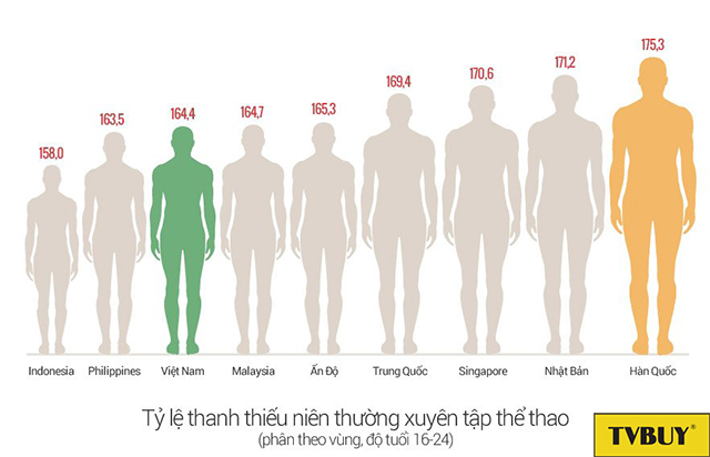 ly do chieu cao trung binh cua nguoi viet nam thap thu 3 chau a