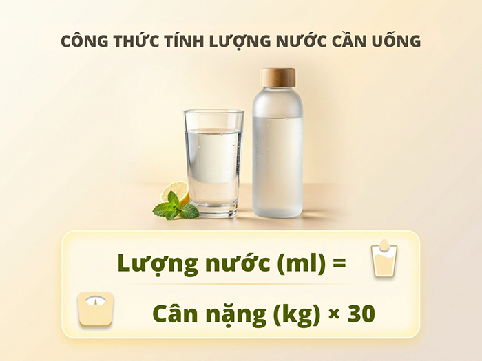 Công thức tính lượng nước cần nạp trong ngày.