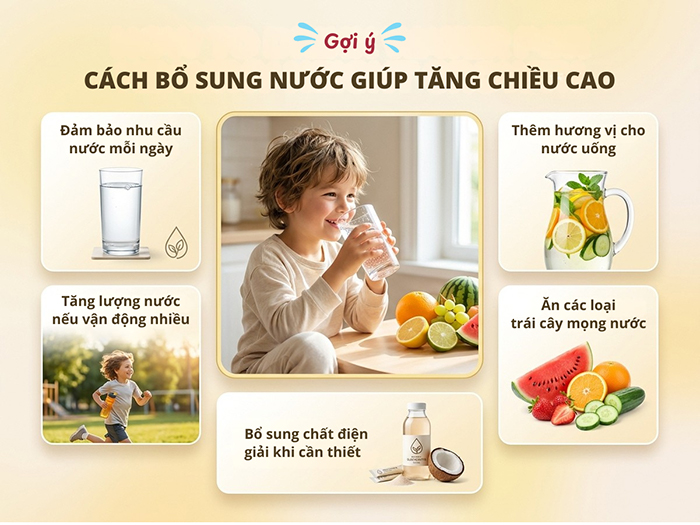 Cách bổ sung nước giúp tăng chiều cao tốt hơn.