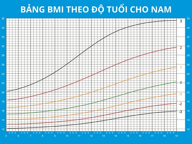Bảng BMI theo độ tuổi cho nam theo WHO