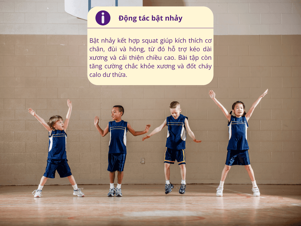 Bật nhảy giúp kéo căng cơ ở chân, thúc đẩy phát triển chiều dài