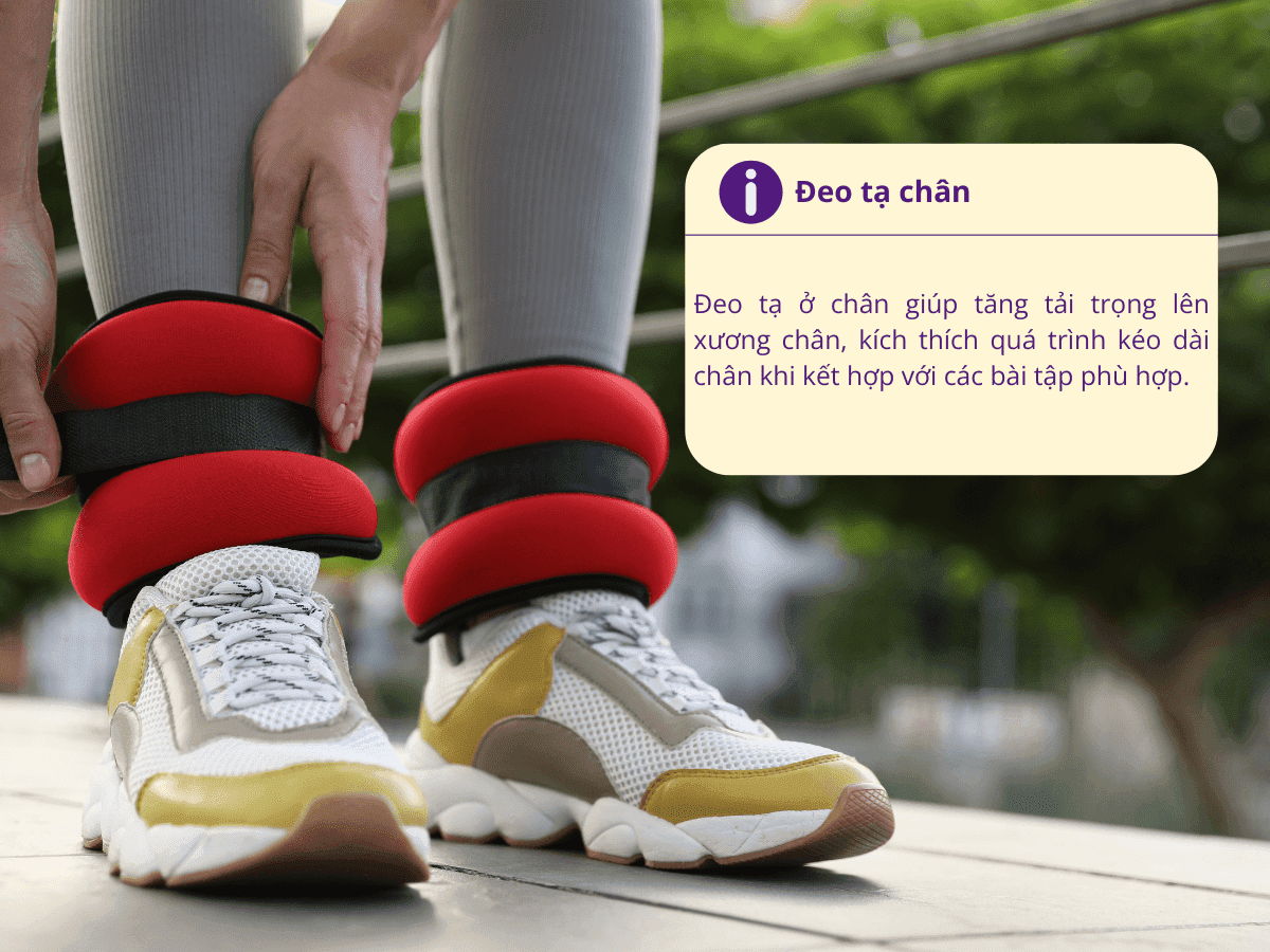 Đeo tạ chân và tập luyện thể thao cải thiện sức khỏe và chiều cao