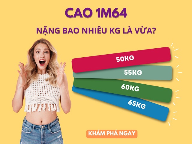Nam nữ cao 1m64 nặng bao nhiêu kg là hợp lý?