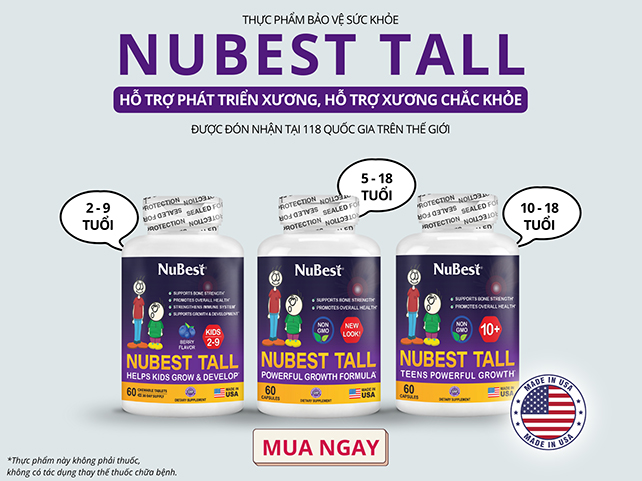 Sản phẩm đến từ thương hiệu NuBest Hoa Kỳ nổi tiếng, hỗ trợ phát triển xương