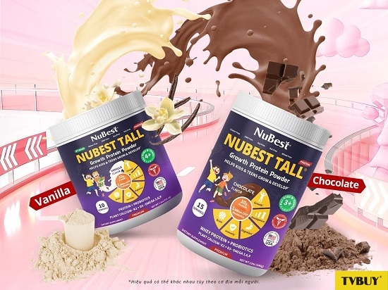 Sữa bột NuBest Tall hương Vanilla/hương Chocolate phù hợp cho trẻ 11 tuổi