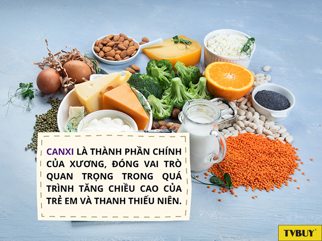 Những thực phẩm sữa, cá, bông cải xanh, đậu hũ...dồi dào Canxi 