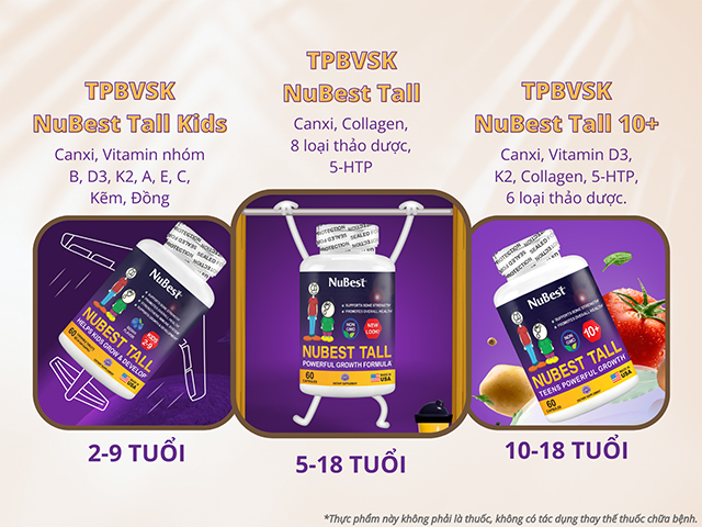 Các loại thực phẩm bổ sung dinh dưỡng từ thương hiệu NuBest Tall cho trẻ