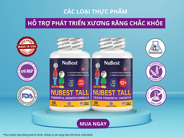 Các sản phẩm hỗ trợ phát triển xương chắc khỏe cho trẻ 18 tuổi