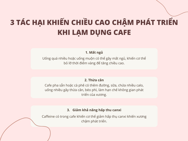 Uống quá nhiều cafe khiến chiều cao chậm phát triển